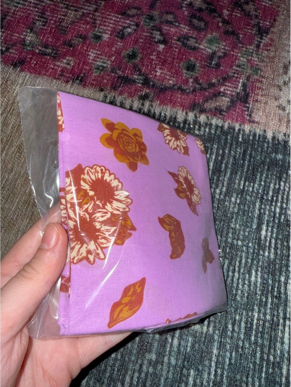 Pink floral orange sunflower approx 22x22 bandana